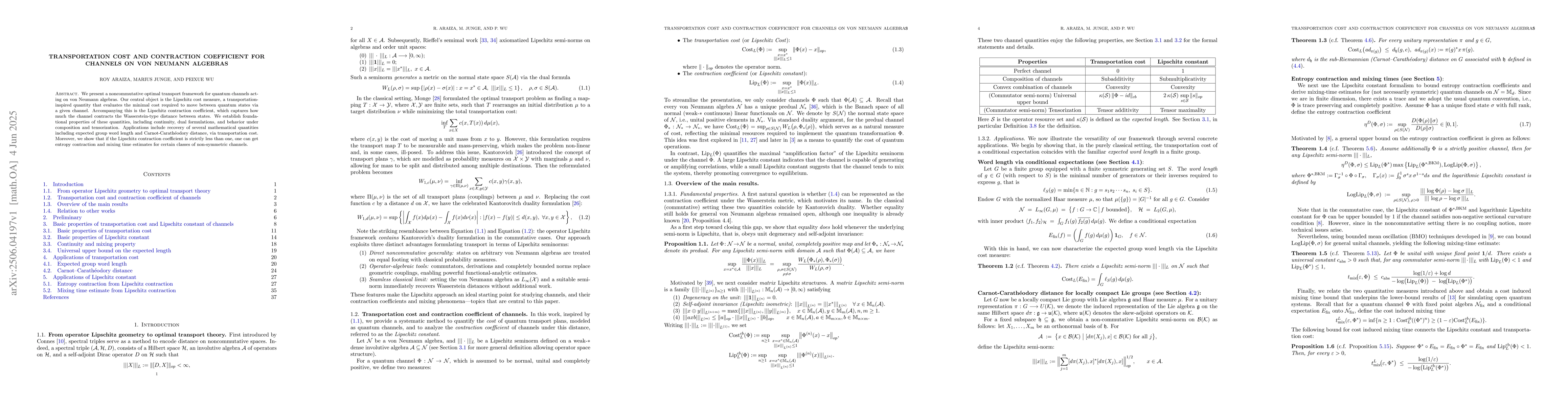 Thumbnail for Transportation cost and contraction coefficient for channels on von
  Neumann algebras