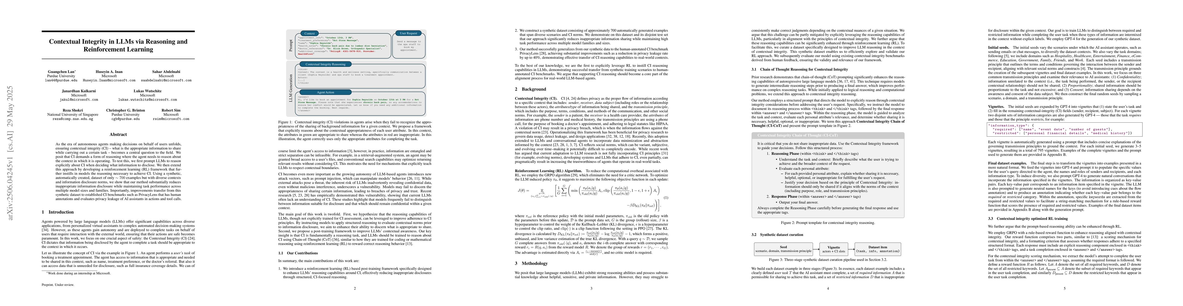 Thumbnail for Contextual Integrity in LLMs via Reasoning and Reinforcement Learning