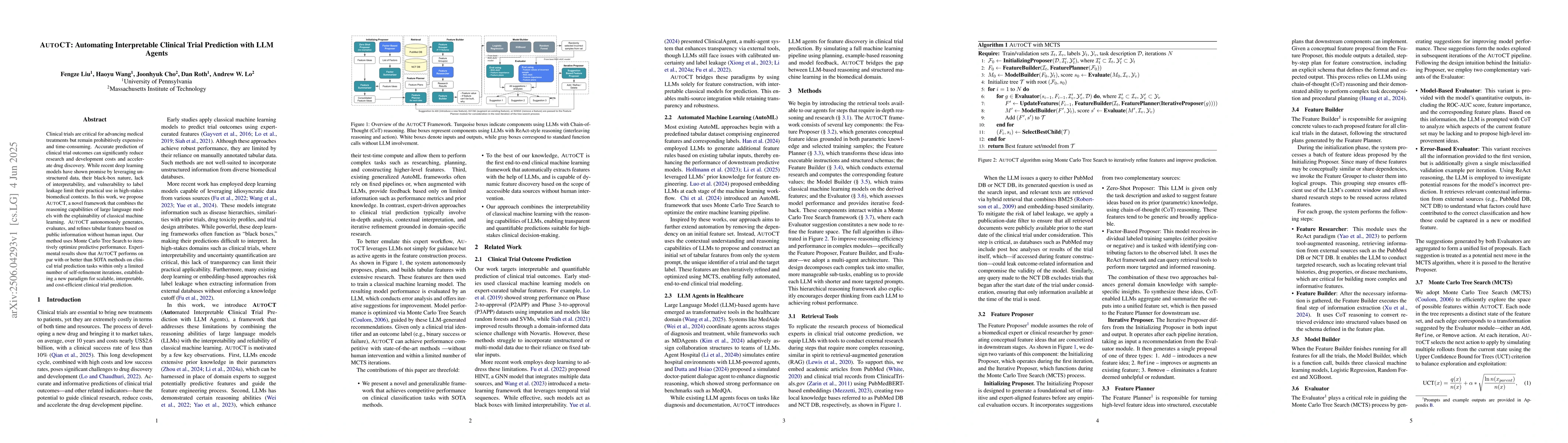 Thumbnail for AUTOCT: Automating Interpretable Clinical Trial Prediction with LLM
  Agents