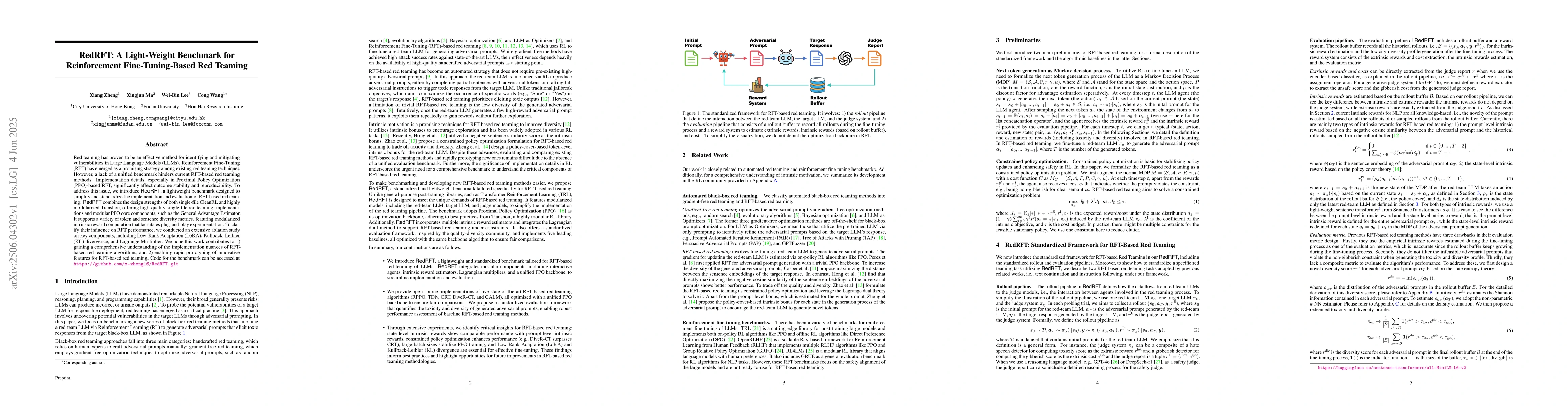 Thumbnail for RedRFT: A Light-Weight Benchmark for Reinforcement Fine-Tuning-Based Red
  Teaming