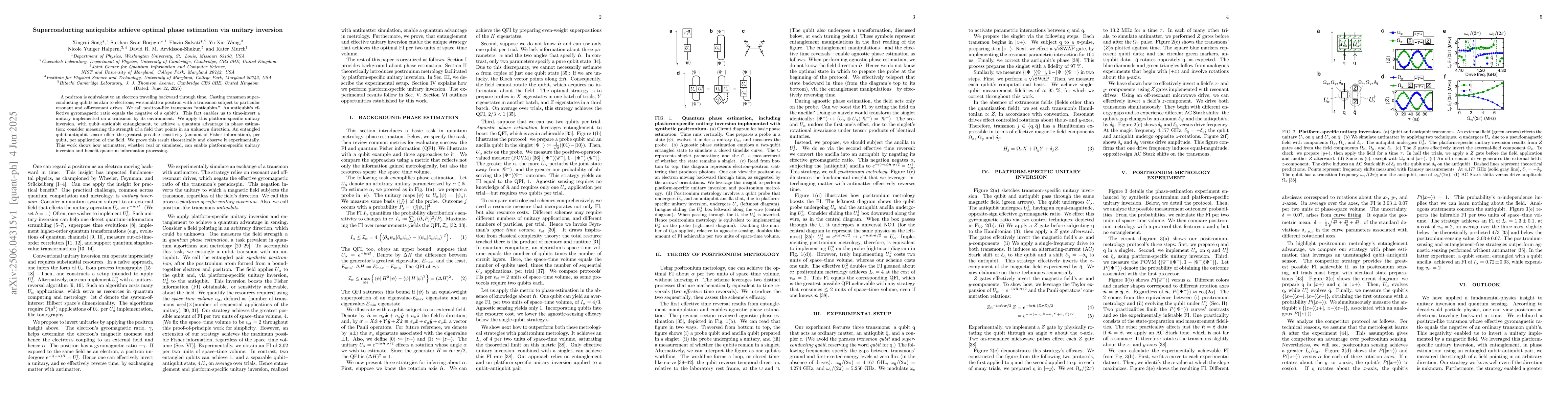 Thumbnail for Superconducting antiqubits achieve optimal phase estimation via unitary
  inversion
