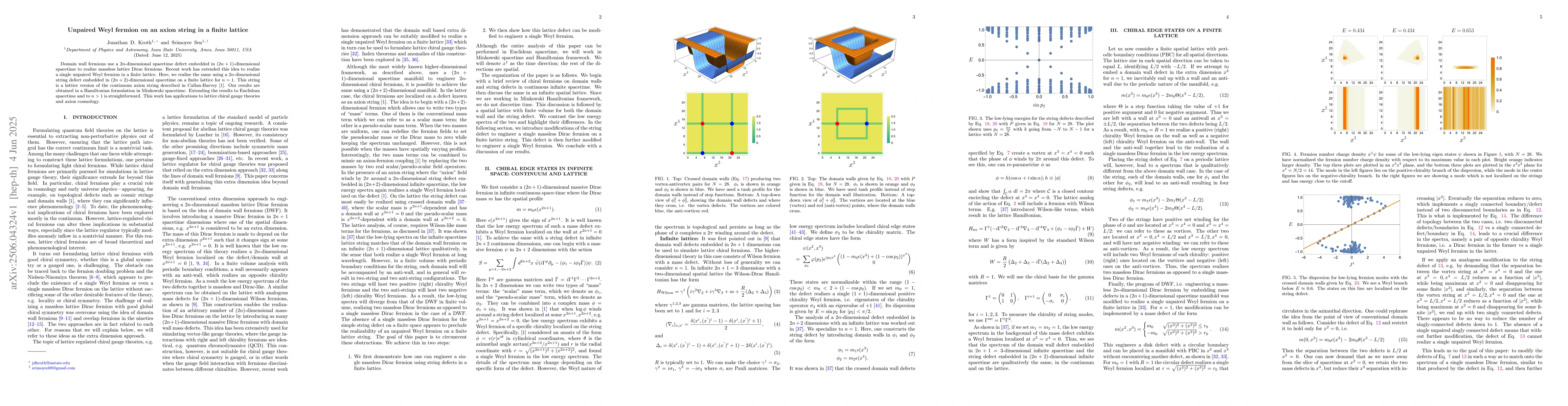 Thumbnail for Unpaired Weyl fermion on an axion string in a finite lattice