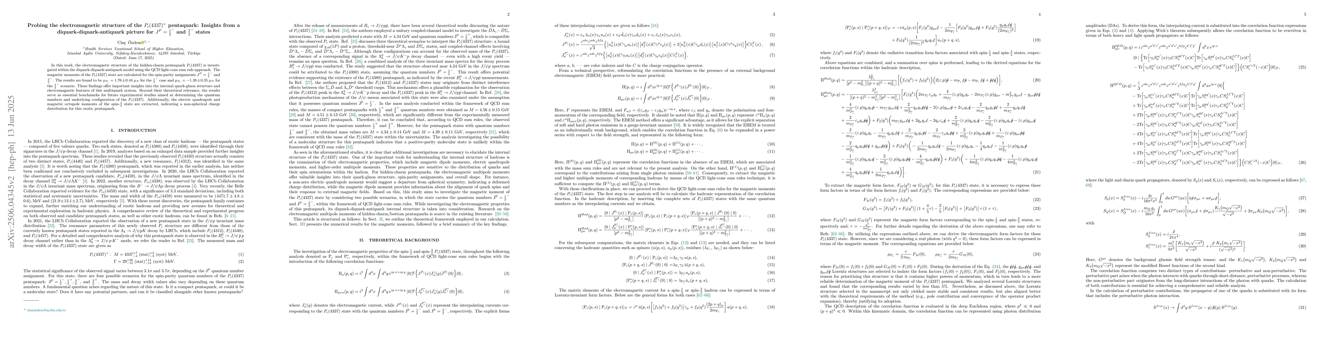 Thumbnail for Probing the electromagnetic structure of the $P_c(4337)^+$ pentaquark:
  Insights from a diquark-diquark-antiquark picture for $J^P = \frac{1}{2}^-$
  and $\frac{3}{2}^-$ states