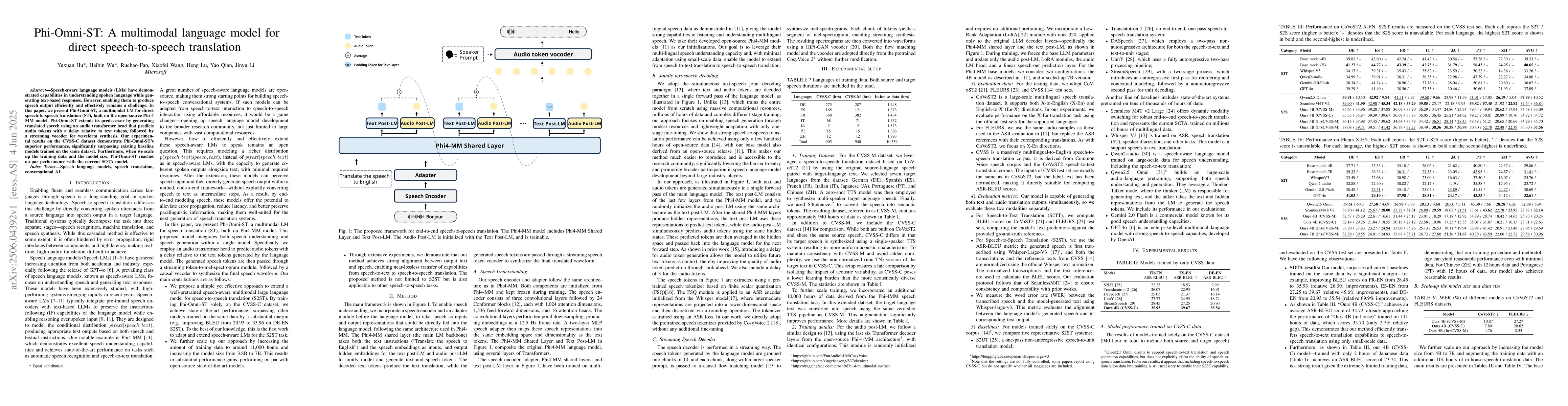Thumbnail for Phi-Omni-ST: A multimodal language model for direct speech-to-speech
  translation