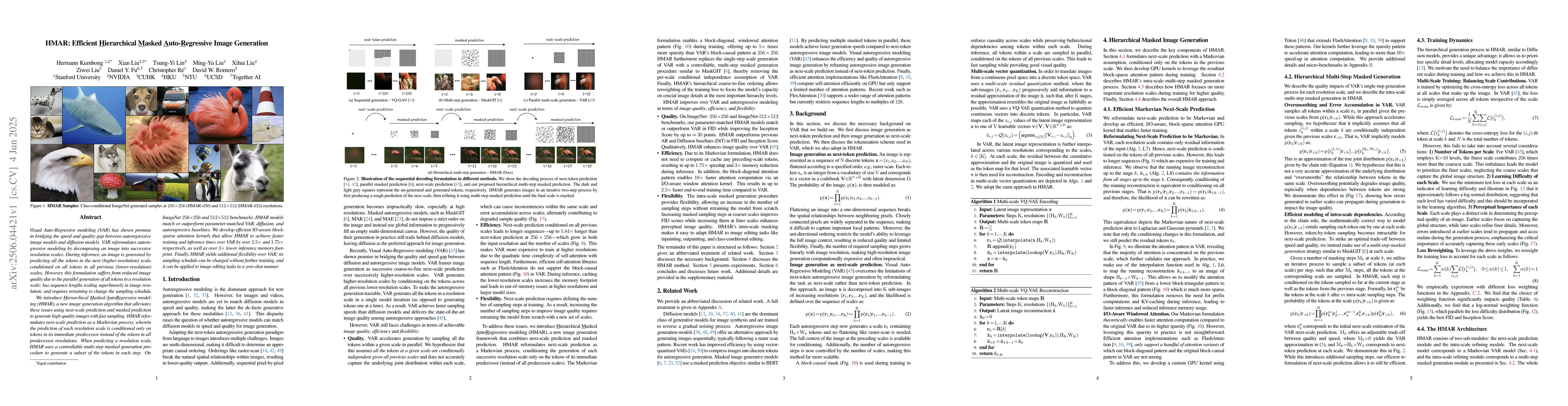 Thumbnail for HMAR: Efficient Hierarchical Masked Auto-Regressive Image Generation