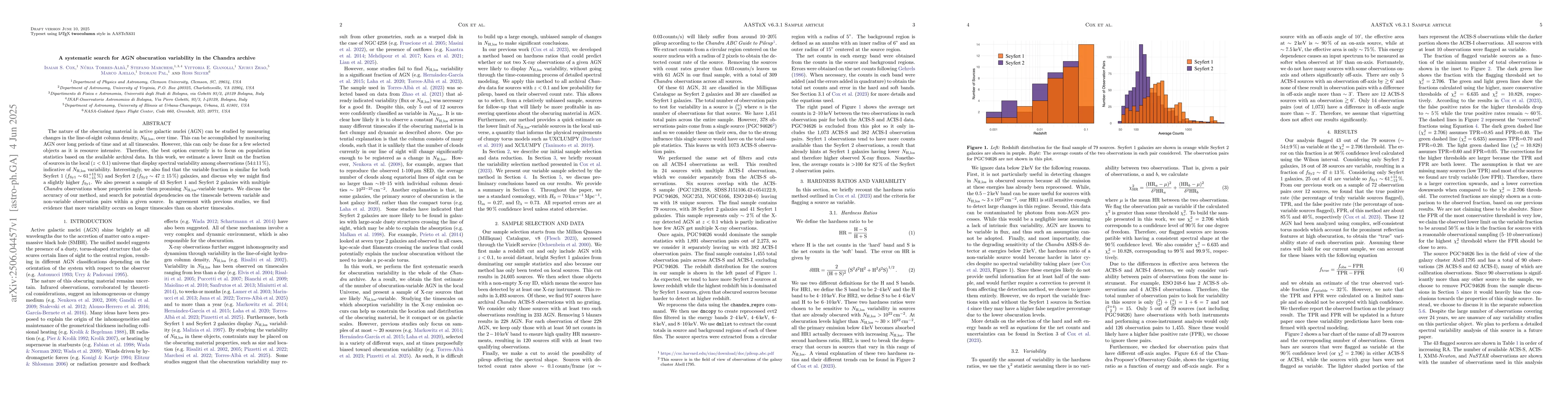 Thumbnail for A systematic search for AGN obscuration variability in the Chandra
  archive