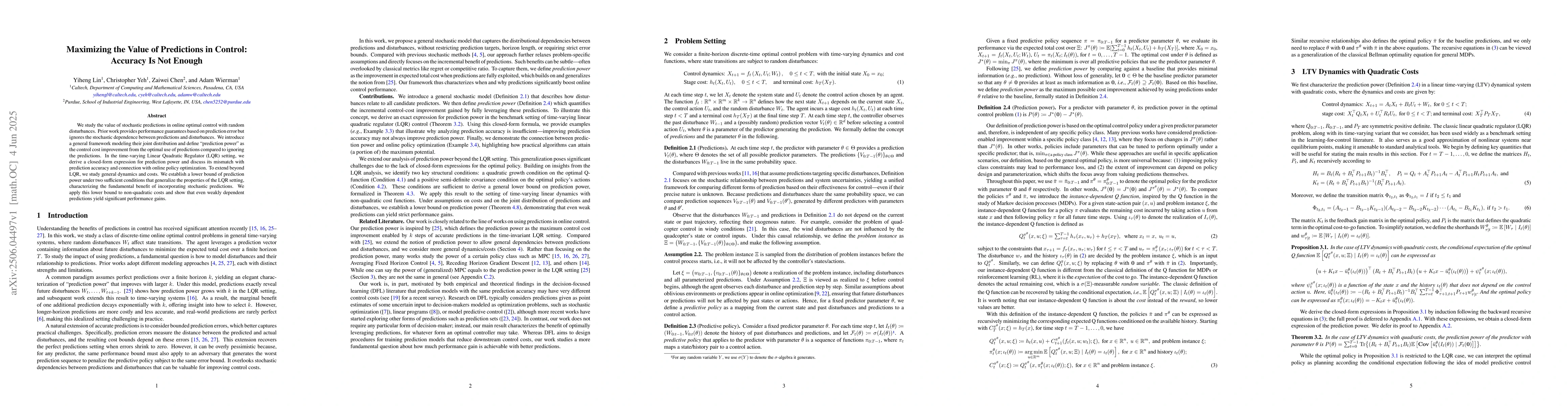 Thumbnail for Maximizing the Value of Predictions in Control: Accuracy Is Not Enough