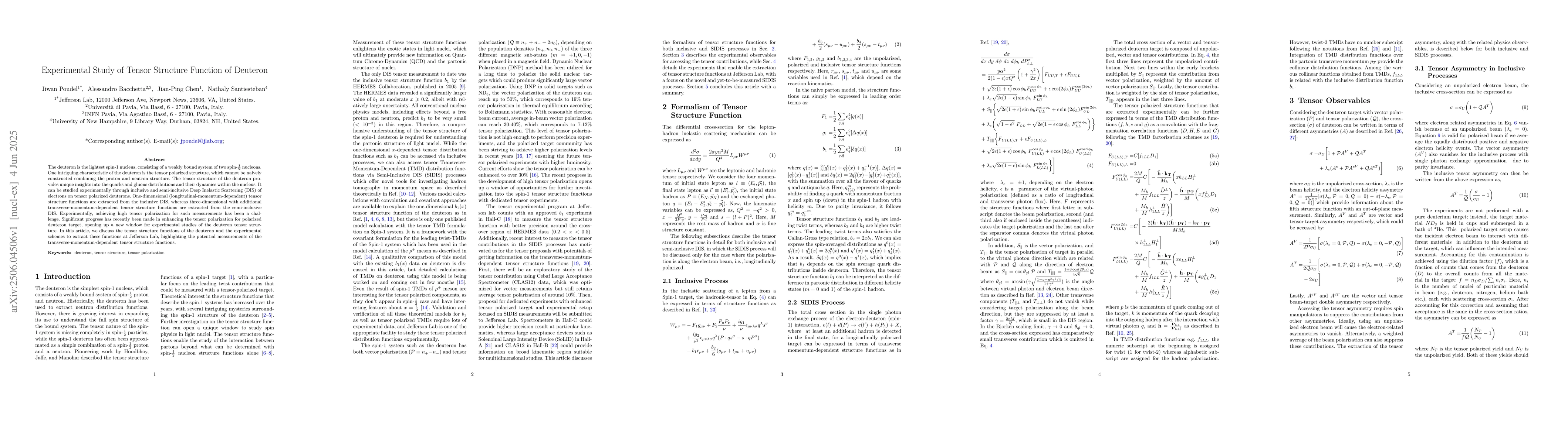 Thumbnail for Experimental Study of Tensor Structure Function of Deuteron