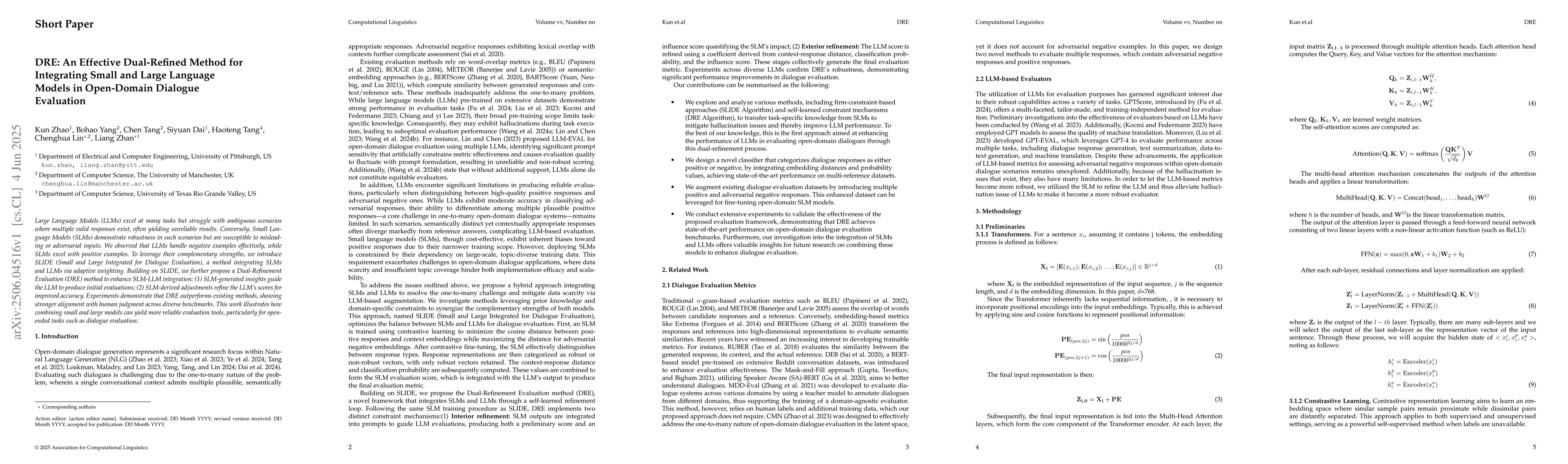 Thumbnail for DRE: An Effective Dual-Refined Method for Integrating Small and Large
  Language Models in Open-Domain Dialogue Evaluation