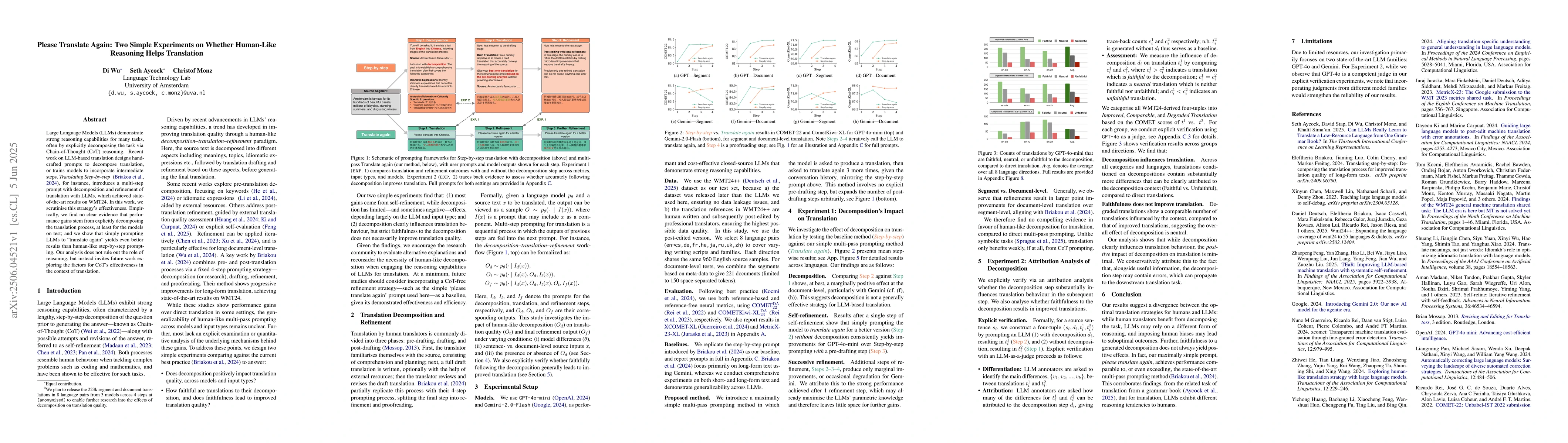 Thumbnail for Please Translate Again: Two Simple Experiments on Whether Human-Like
  Reasoning Helps Translation