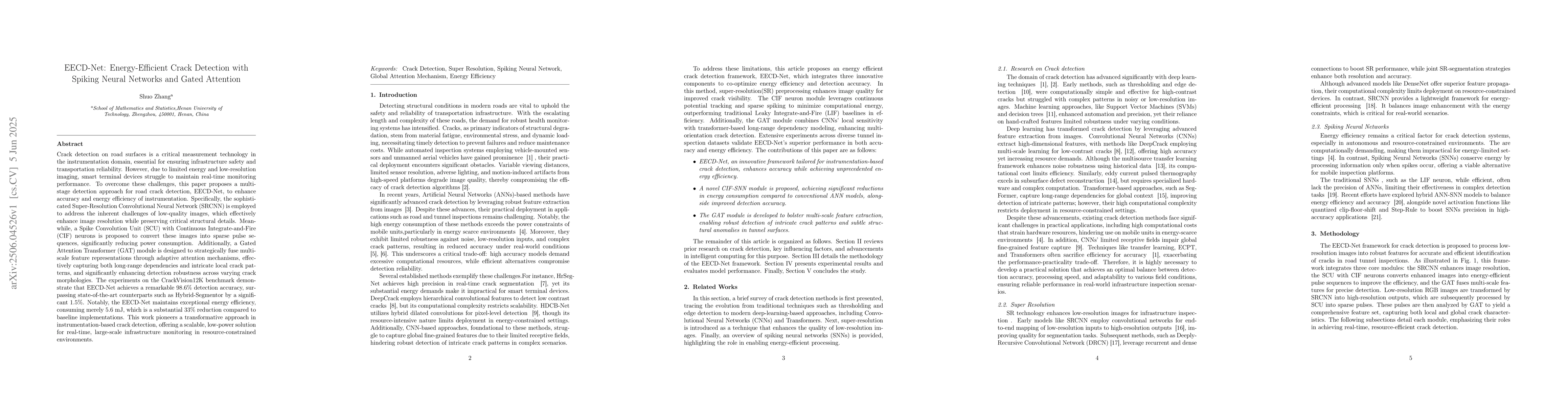 Thumbnail for EECD-Net: Energy-Efficient Crack Detection with Spiking Neural Networks
  and Gated Attention