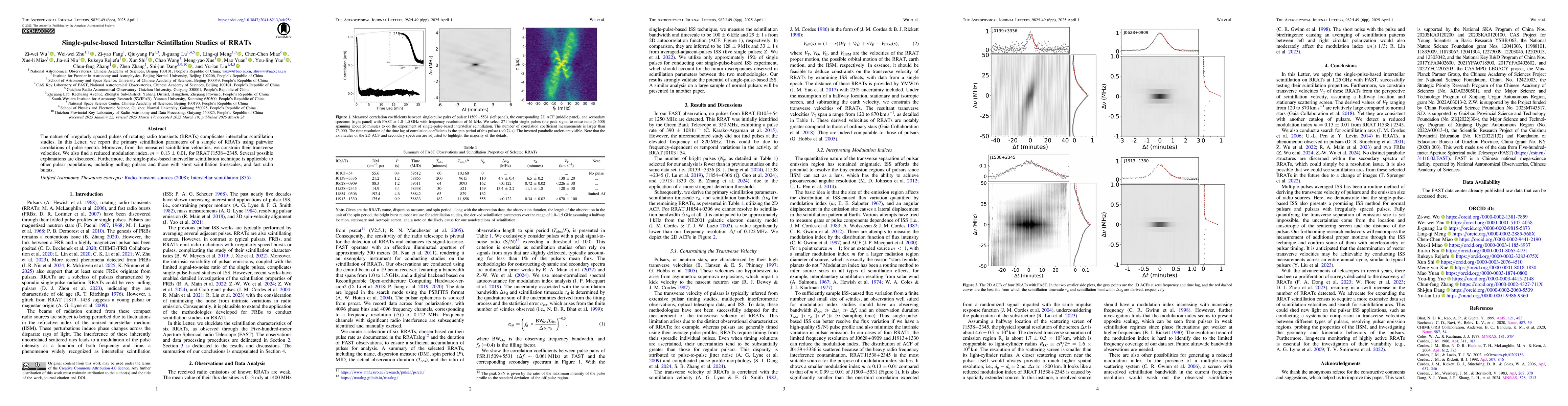 Thumbnail for Single-pulse-based interstellar scintillation studies of RRATs