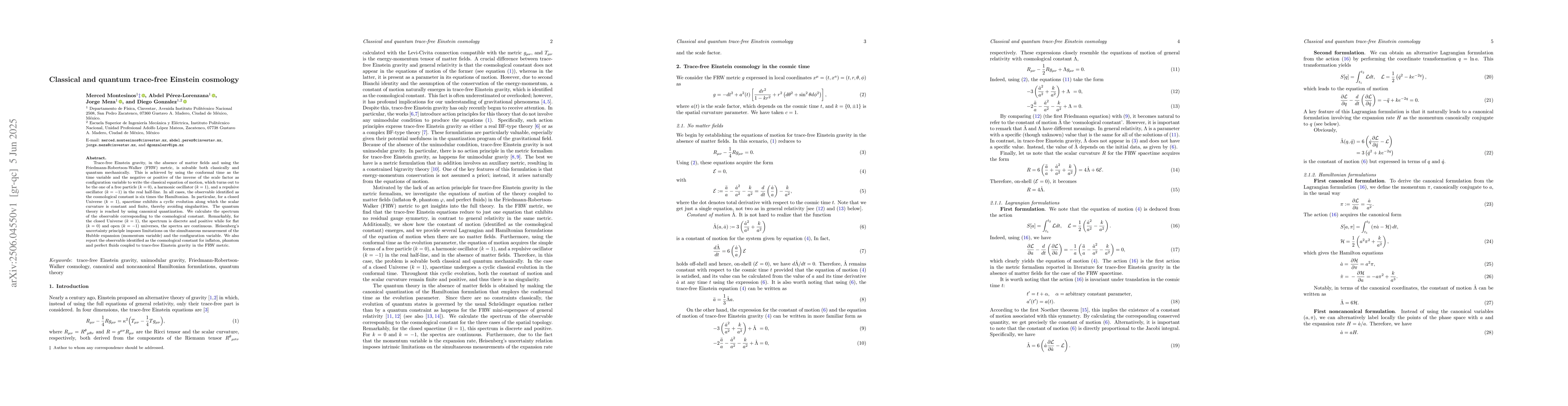 Thumbnail for Classical and quantum trace-free Einstein cosmology