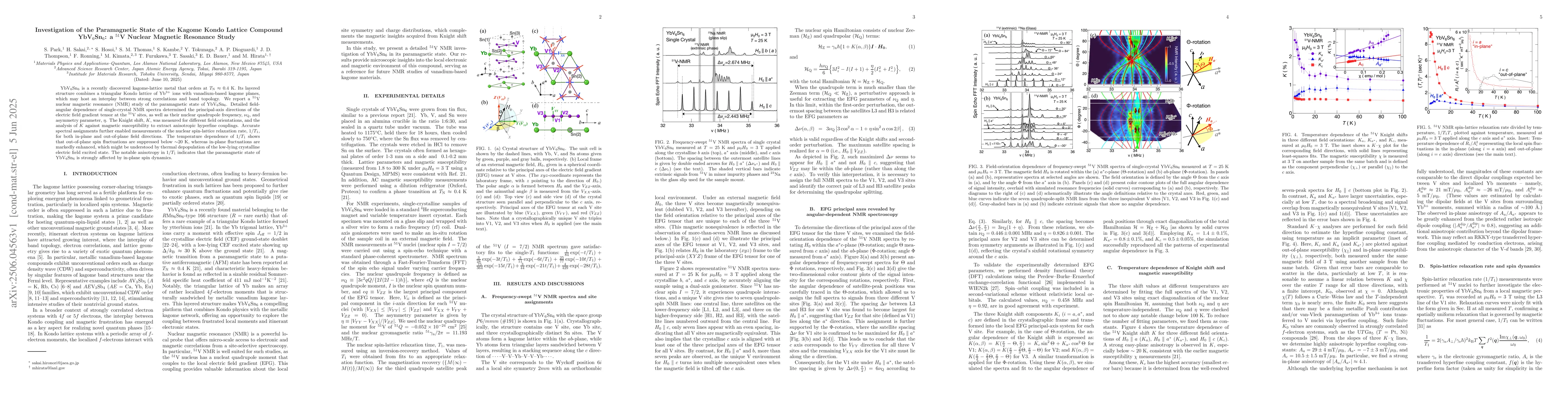 Thumbnail for Investigation of the Paramagnetic State of the Kagome Kondo Lattice
  Compound YbV$_6$Sn$_6$: a $^{51}$V Nuclear Magnetic Resonance Study