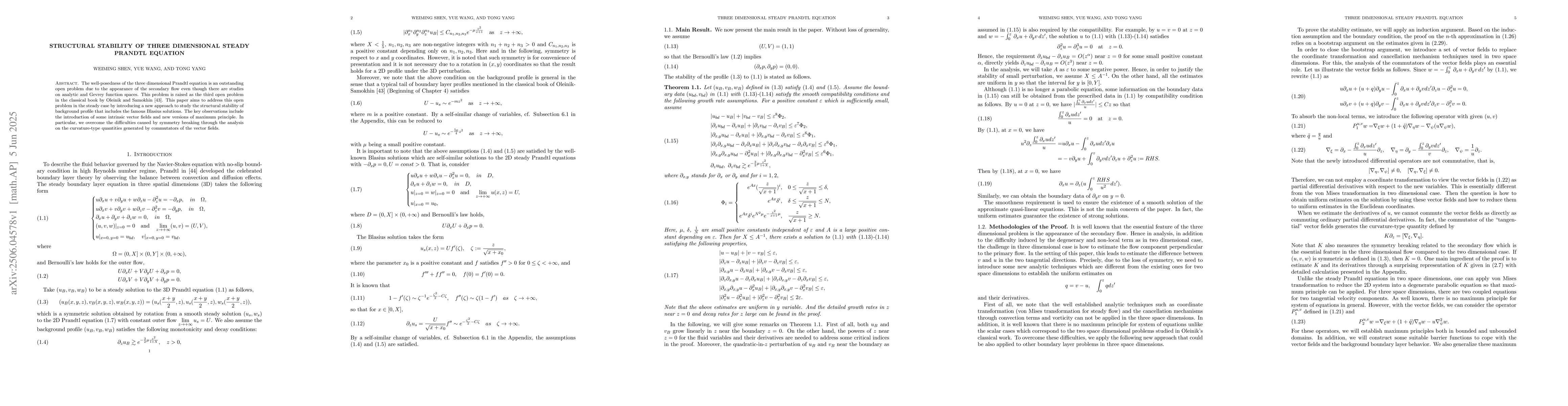 Thumbnail for Structural stability of three dimensional steady Prandtl equation