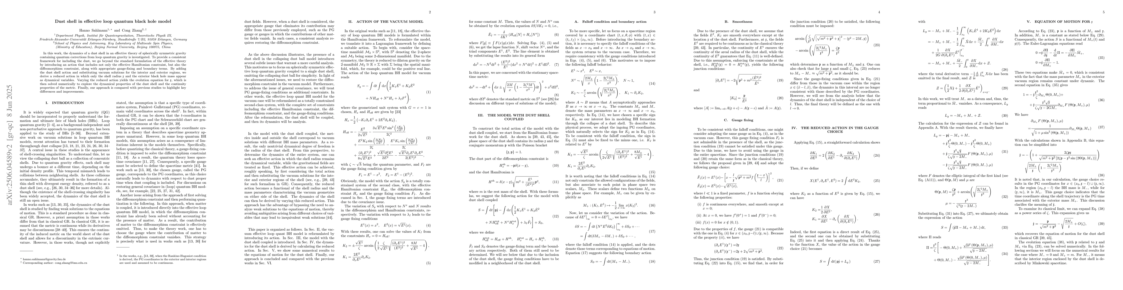 Thumbnail for Dust shell in effective loop quantum black hole model