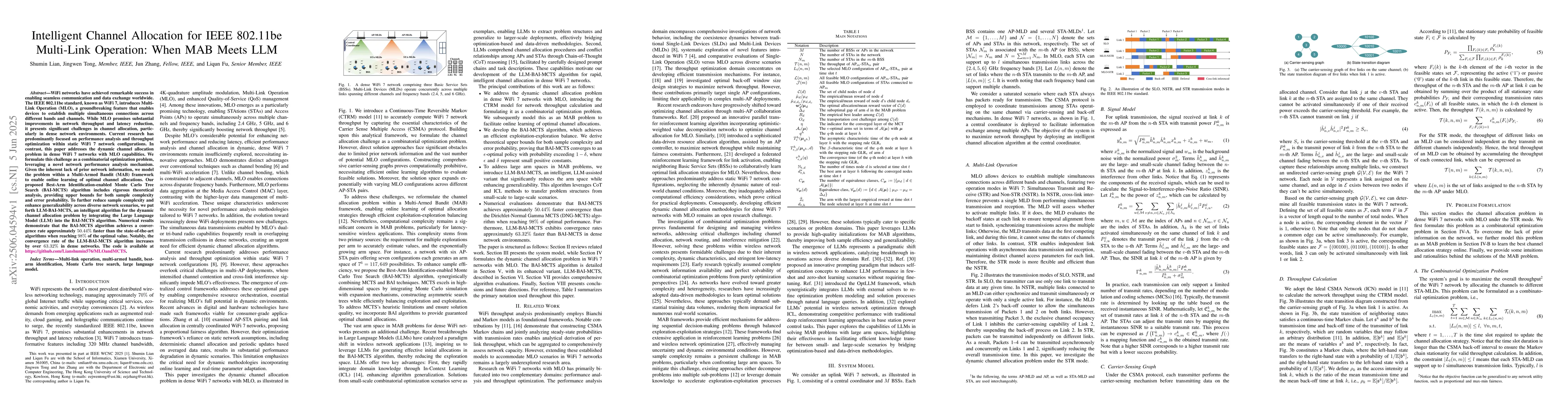 Thumbnail for Intelligent Channel Allocation for IEEE 802.11be Multi-Link Operation:
  When MAB Meets LLM