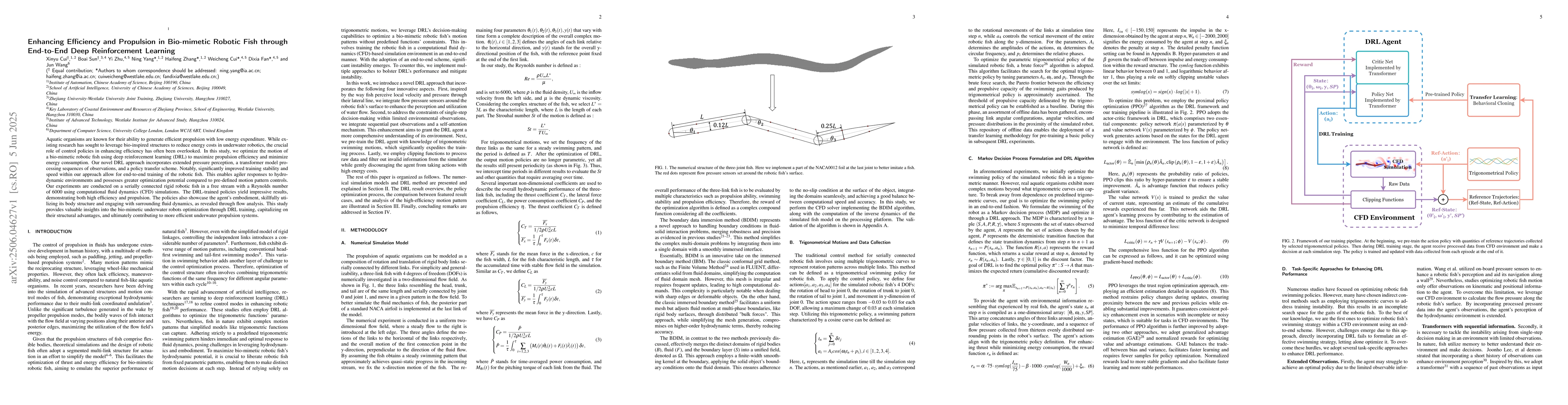 Thumbnail for Enhancing Efficiency and Propulsion in Bio-mimetic Robotic Fish through
  End-to-End Deep Reinforcement Learning