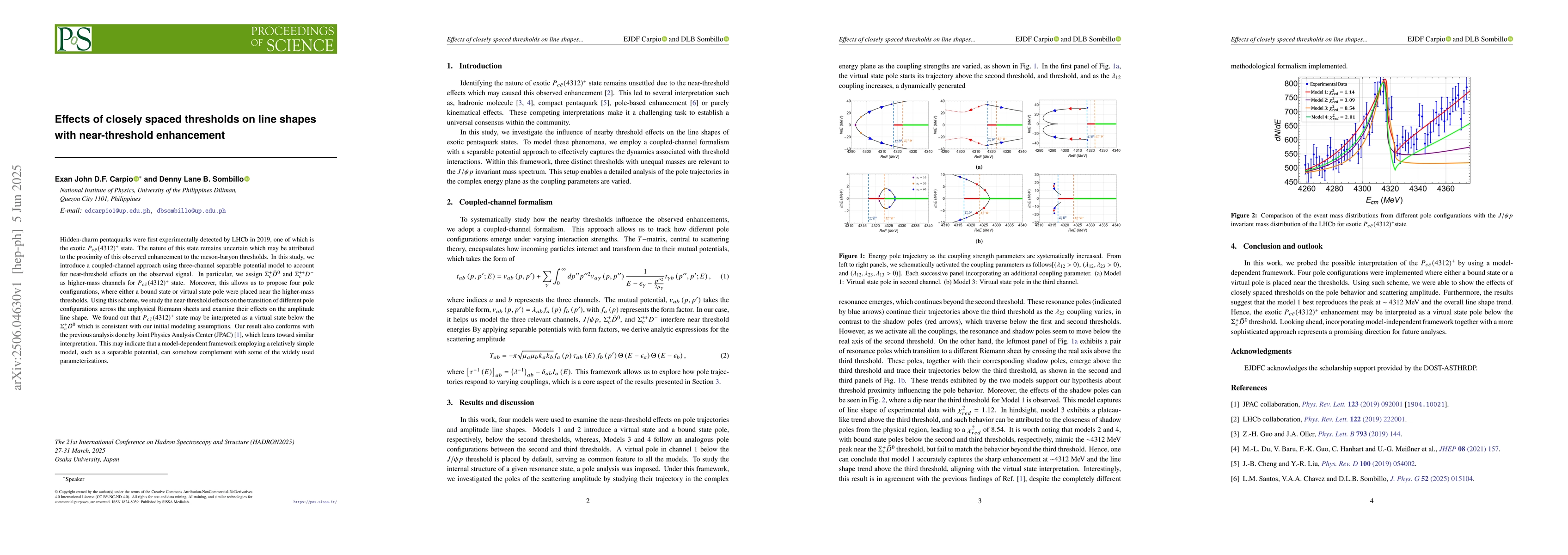Thumbnail for Effects of closely spaced thresholds on line shapes with near-threshold
  enhancement