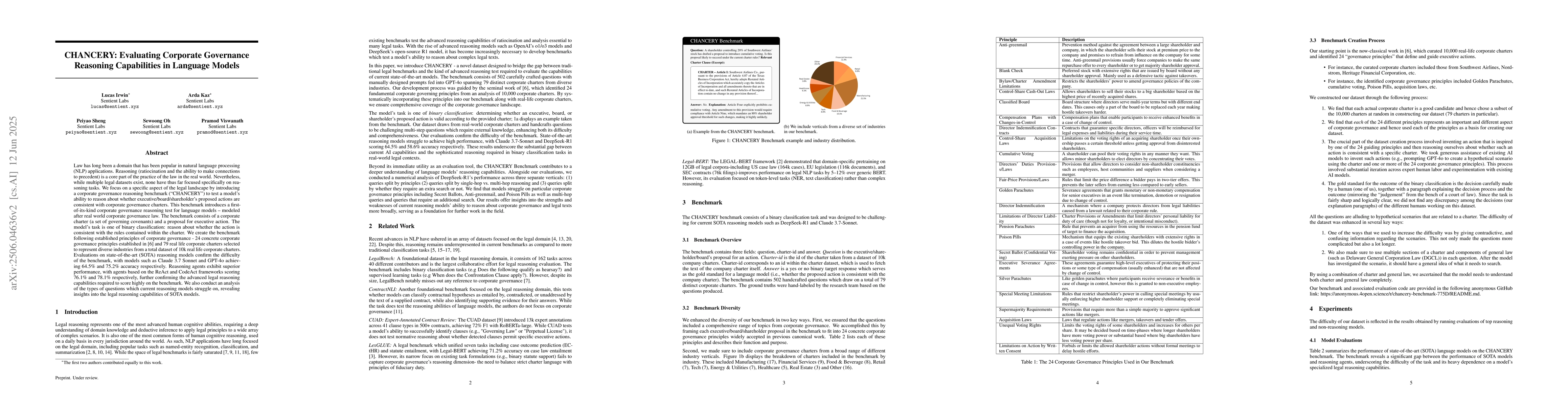 Thumbnail for CHANCERY: Evaluating corporate governance reasoning capabilities in
  language models