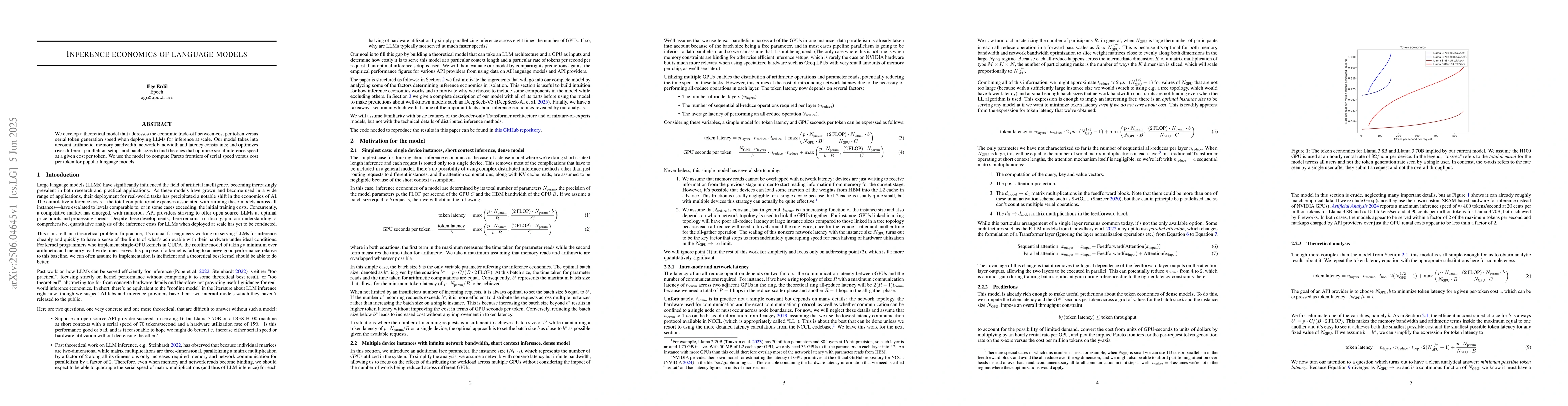 Thumbnail for Inference economics of language models