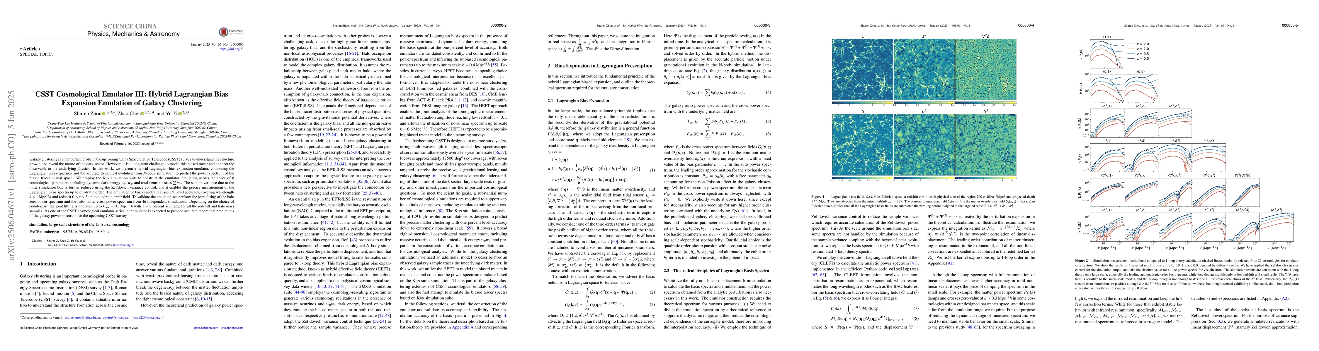 Thumbnail for CSST Cosmological Emulator III: Hybrid Lagrangian Bias Expansion
  Emulation of Galaxy Clustering