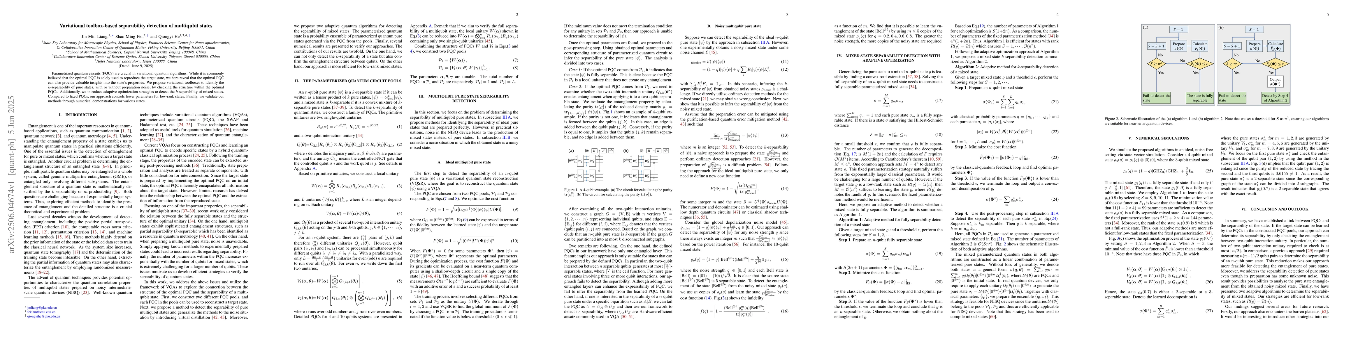 Thumbnail for Variational toolbox-based separability detection of multiqubit states