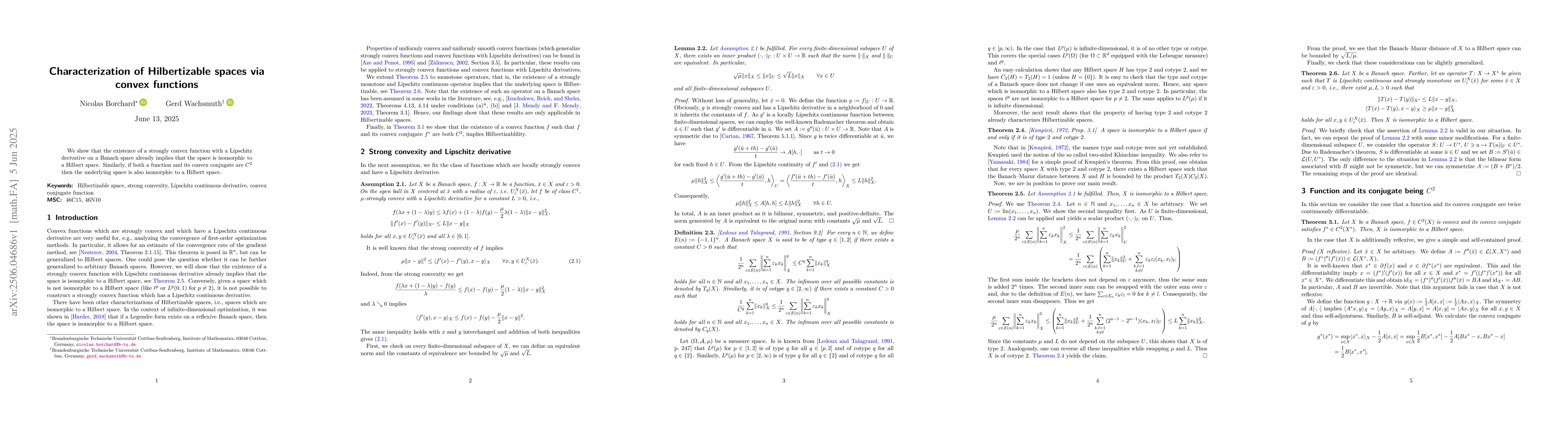 Thumbnail for Characterization of Hilbertizable spaces via convex functions