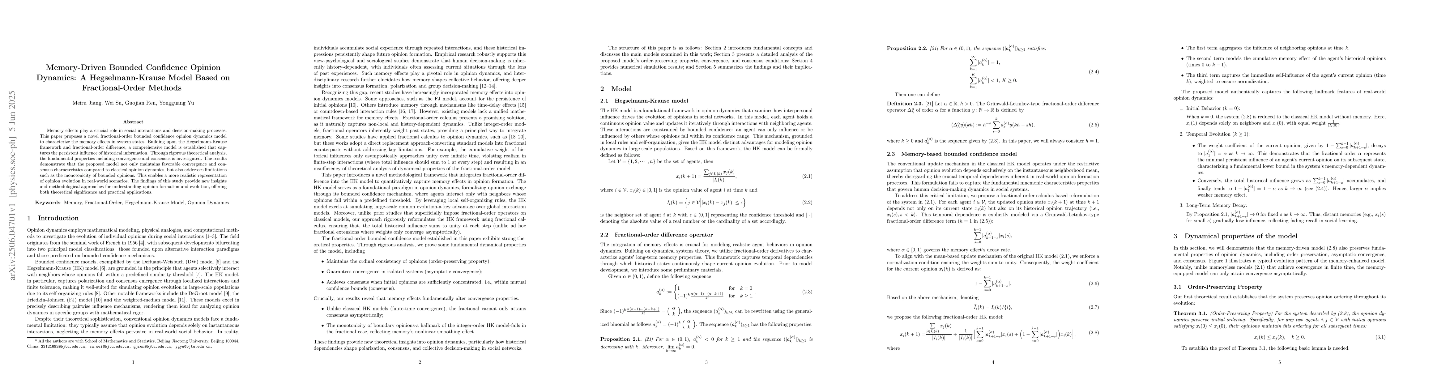 Thumbnail for Memory-Driven Bounded Confidence Opinion Dynamics: A Hegselmann-Krause
  Model Based on Fractional-Order Methods