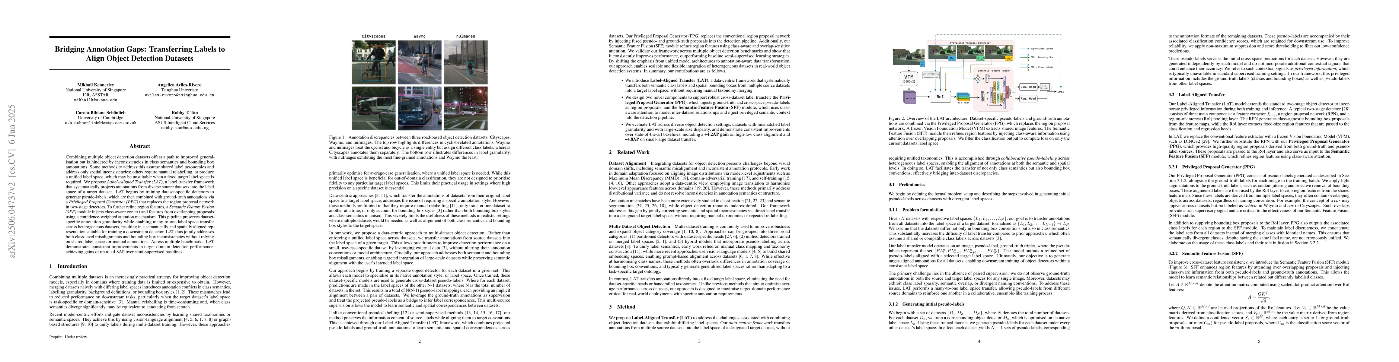 Thumbnail for Bridging Annotation Gaps: Transferring Labels to Align Object Detection
  Datasets