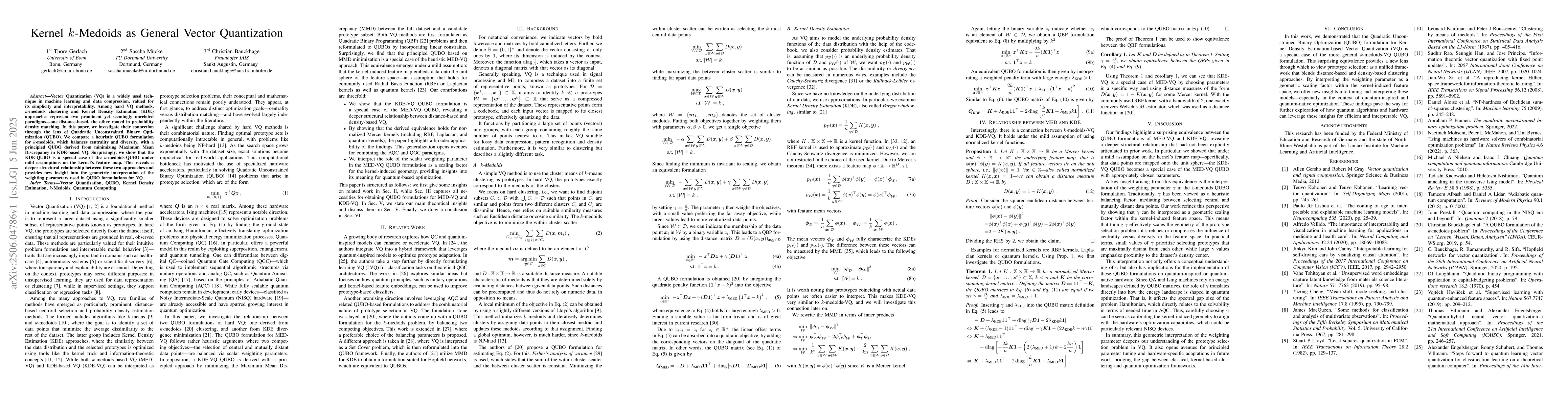 Thumbnail for Kernel $k$-Medoids as General Vector Quantization