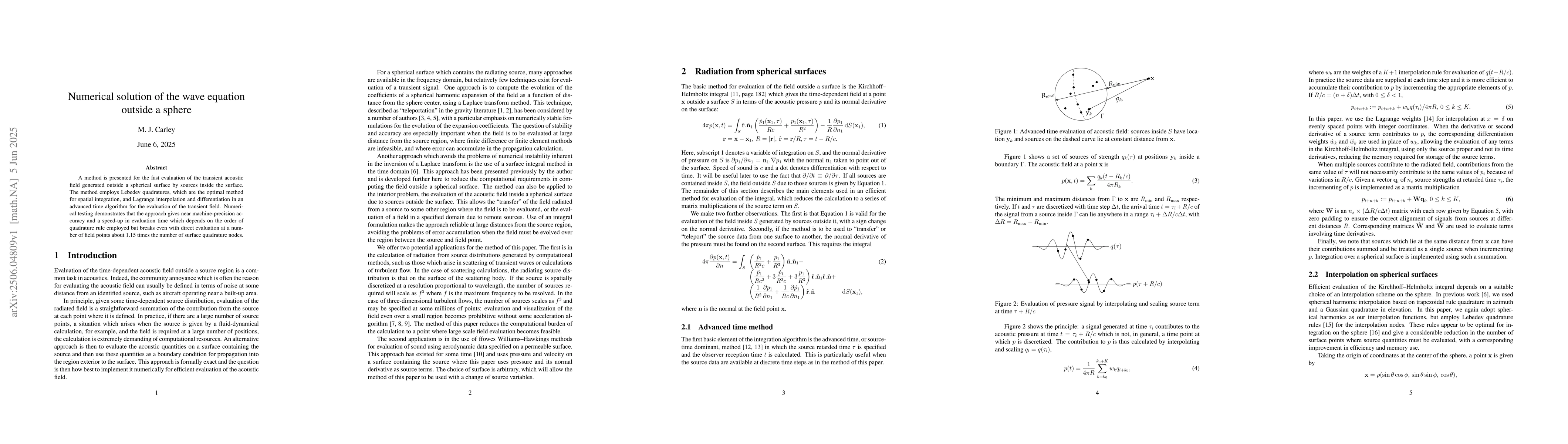 Thumbnail for Numerical solution of the wave equation outside a sphere