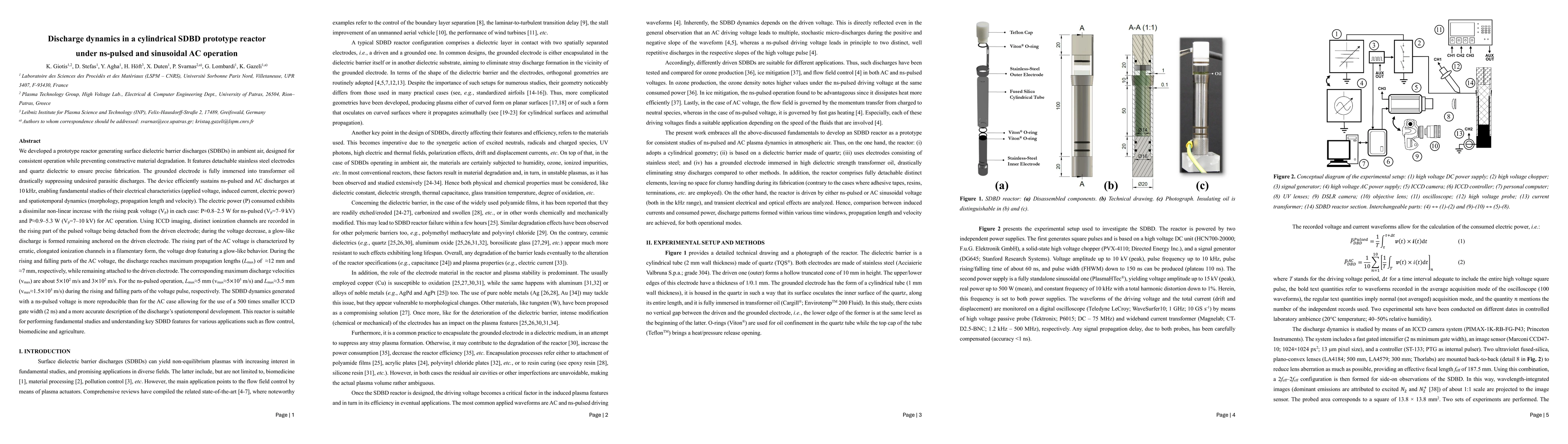 Thumbnail for Discharge dynamics in a cylindrical SDBD prototype reactor under
  ns-pulsed and sinusoidal AC operation