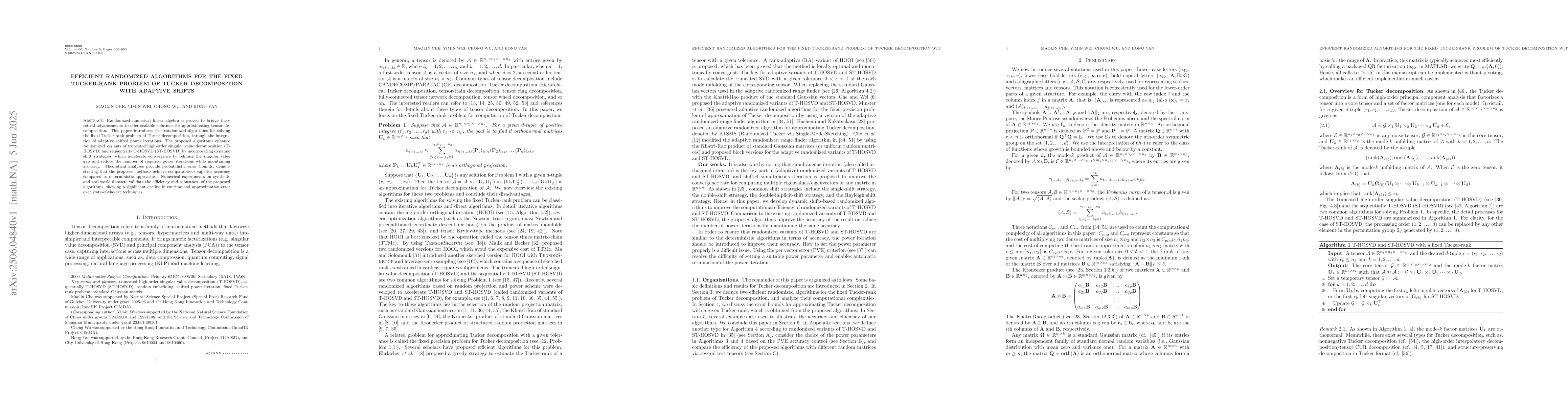 Thumbnail for Efficient randomized algorithms for the fixed Tucker-rank problem of
  Tucker decomposition with adaptive shifts