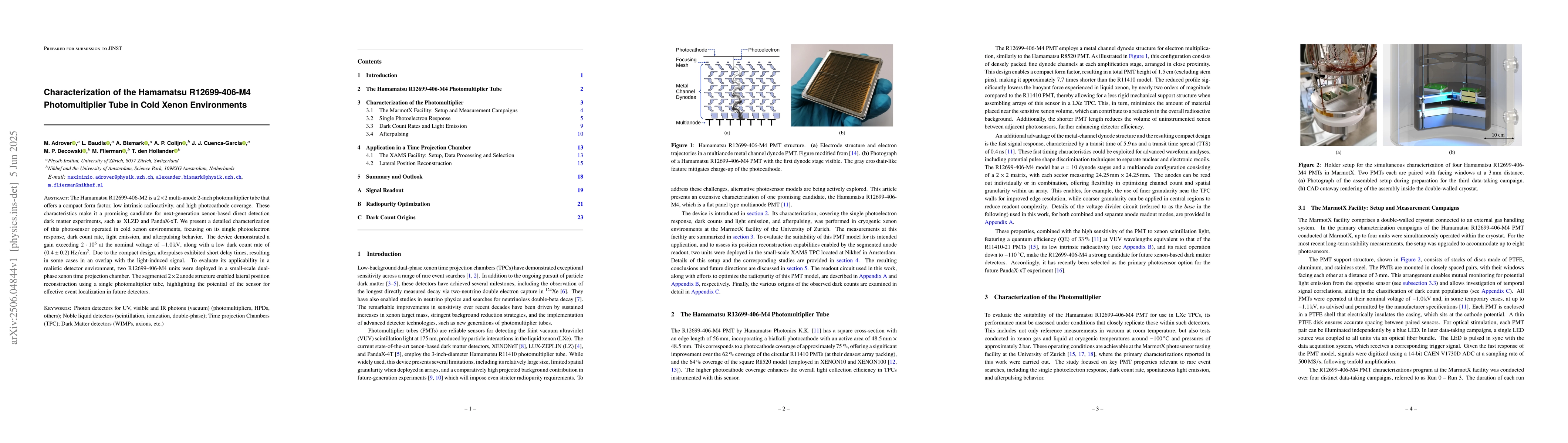 Thumbnail for Characterization of the Hamamatsu R12699-406-M4 Photomultiplier Tube in
  Cold Xenon Environments