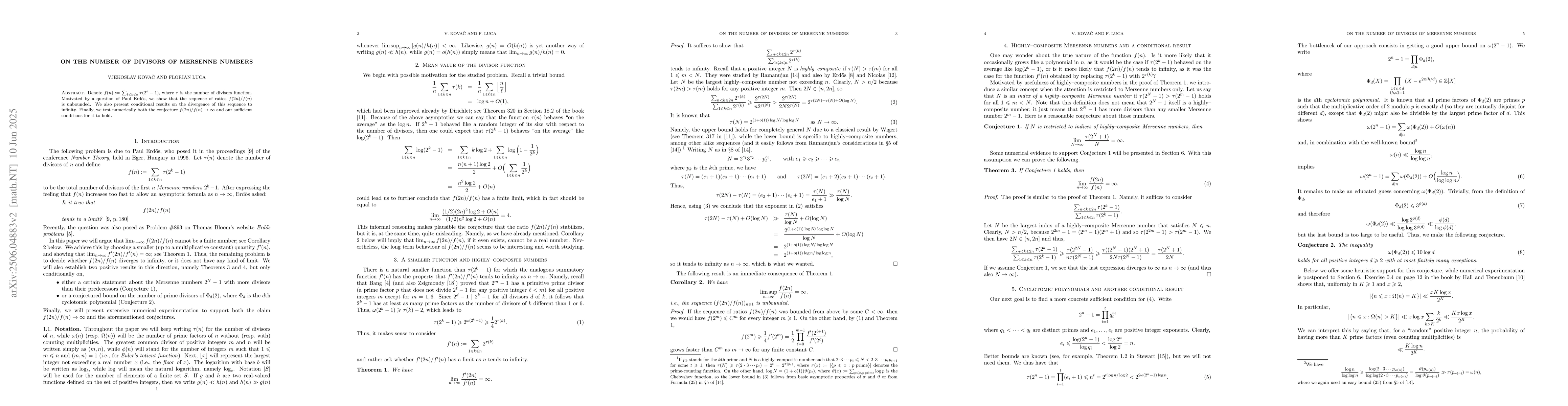 Thumbnail for On the number of divisors of Mersenne numbers