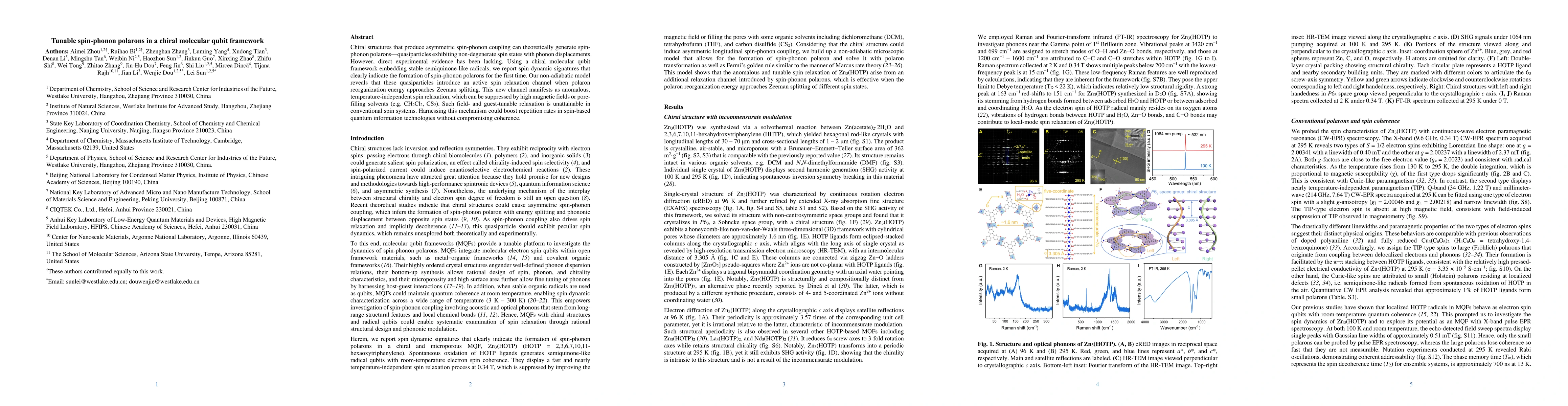 Thumbnail for Tunable spin-phonon polarons in a chiral molecular qubit framework
