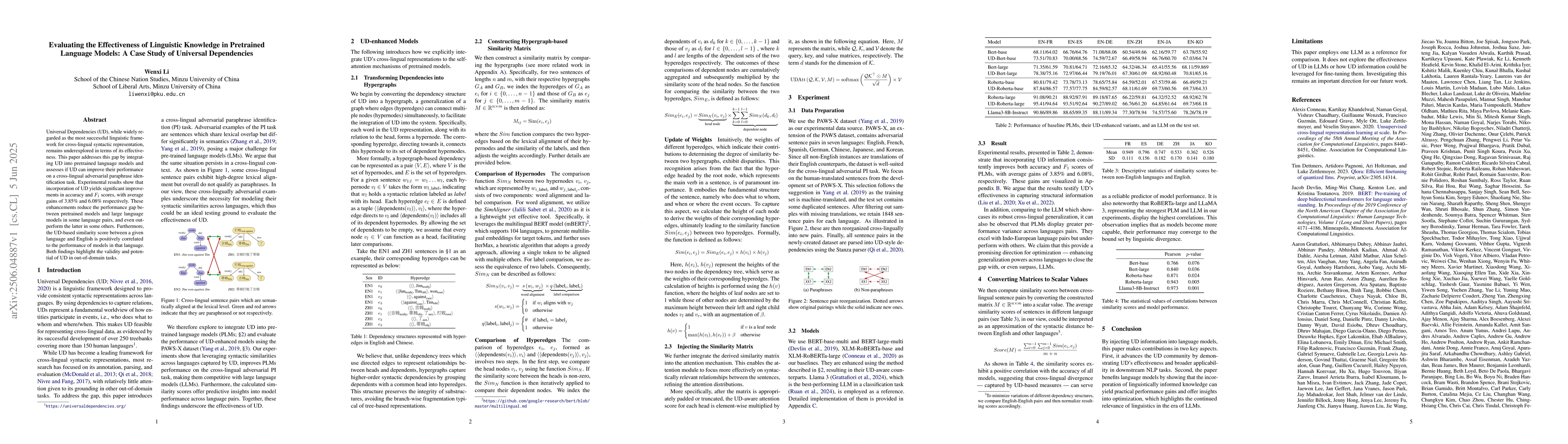 Thumbnail for Evaluating the Effectiveness of Linguistic Knowledge in Pretrained
  Language Models: A Case Study of Universal Dependencies
