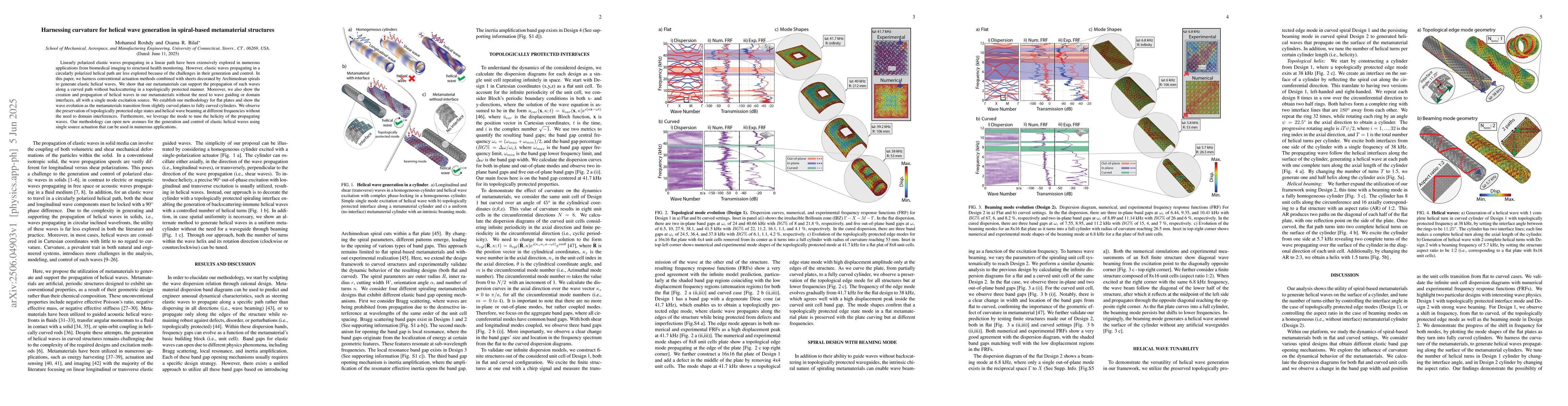 Thumbnail for Harnessing curvature for helical wave generation in spiral-based
  metamaterial structures