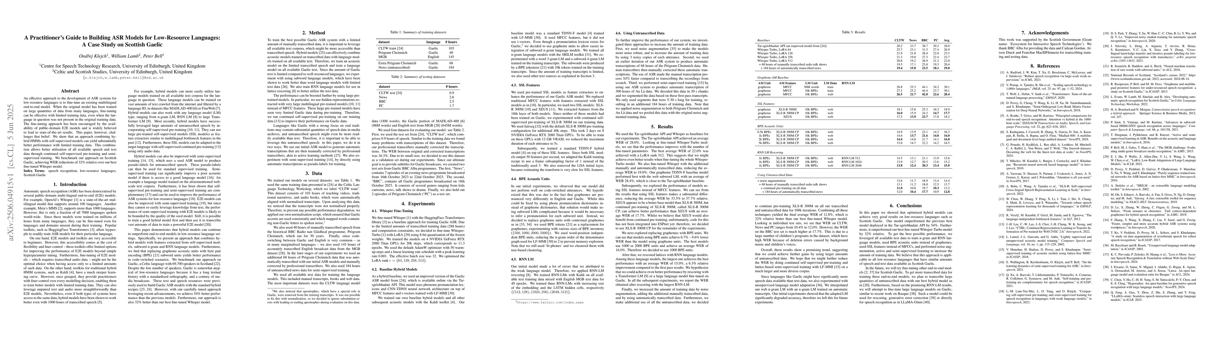Thumbnail for A Practitioner's Guide to Building ASR Models for Low-Resource
  Languages: A Case Study on Scottish Gaelic
