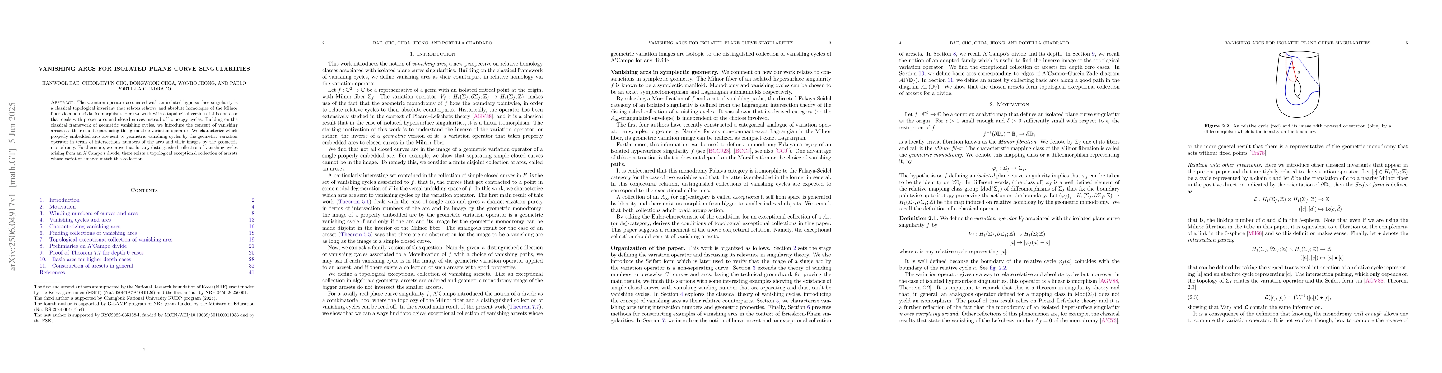 Thumbnail for Vanishing arcs for isolated plane curve singularities
