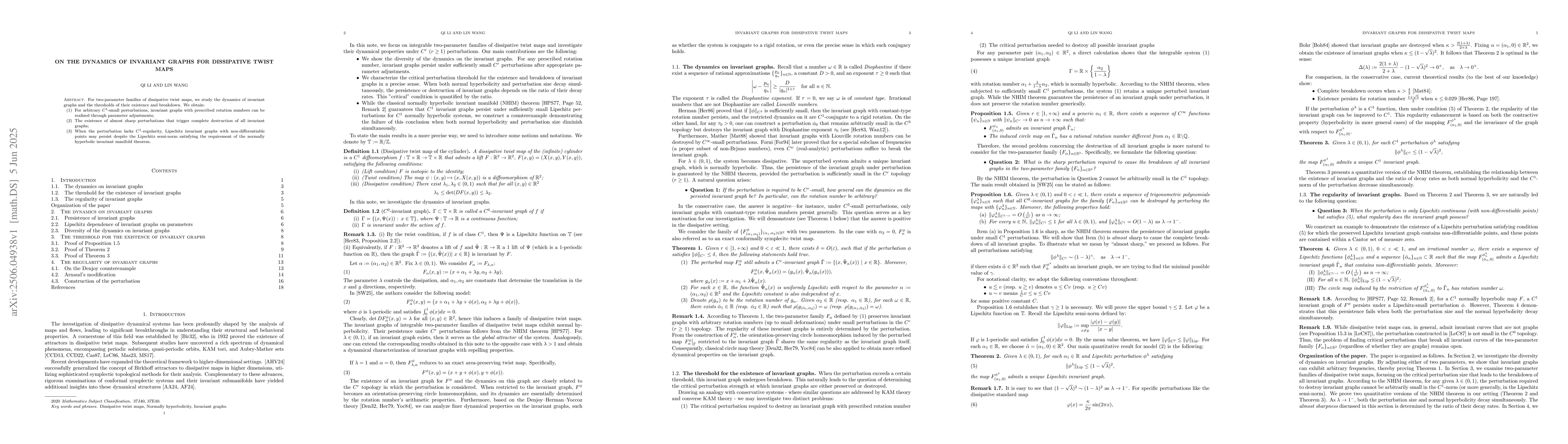 Thumbnail for On the Dynamics of Invariant Graphs for Dissipative Twist Maps