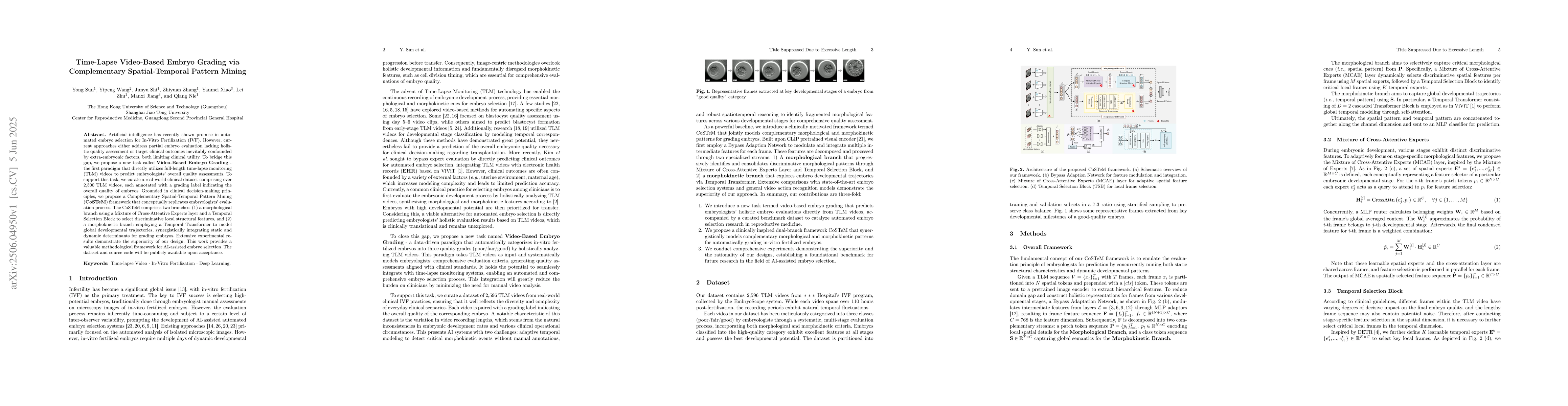 Thumbnail for Time-Lapse Video-Based Embryo Grading via Complementary Spatial-Temporal
  Pattern Mining