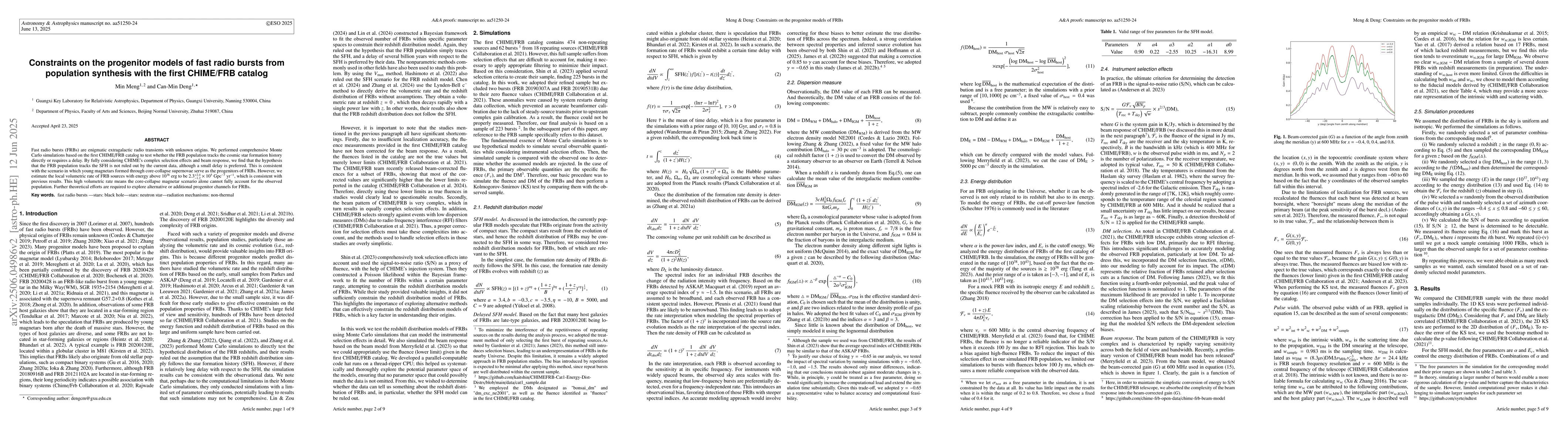 Thumbnail for Constraints on the progenitor models of fast radio bursts from
  population synthesis with the first CHIME/FRB catalog