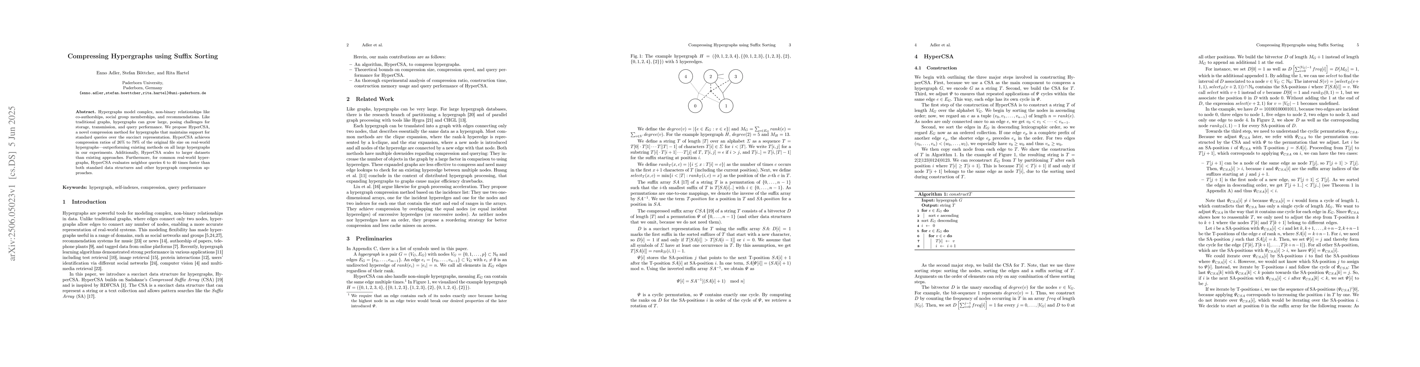 Thumbnail for Compressing Hypergraphs using Suffix Sorting