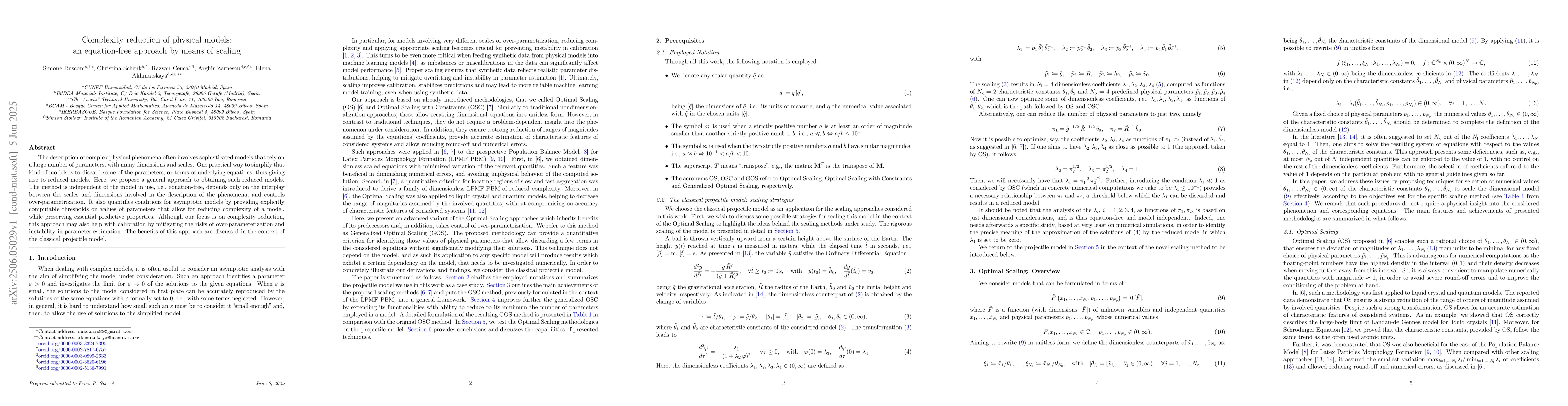 Thumbnail for Complexity reduction of physical models: an equation-free approach by
  means of scaling