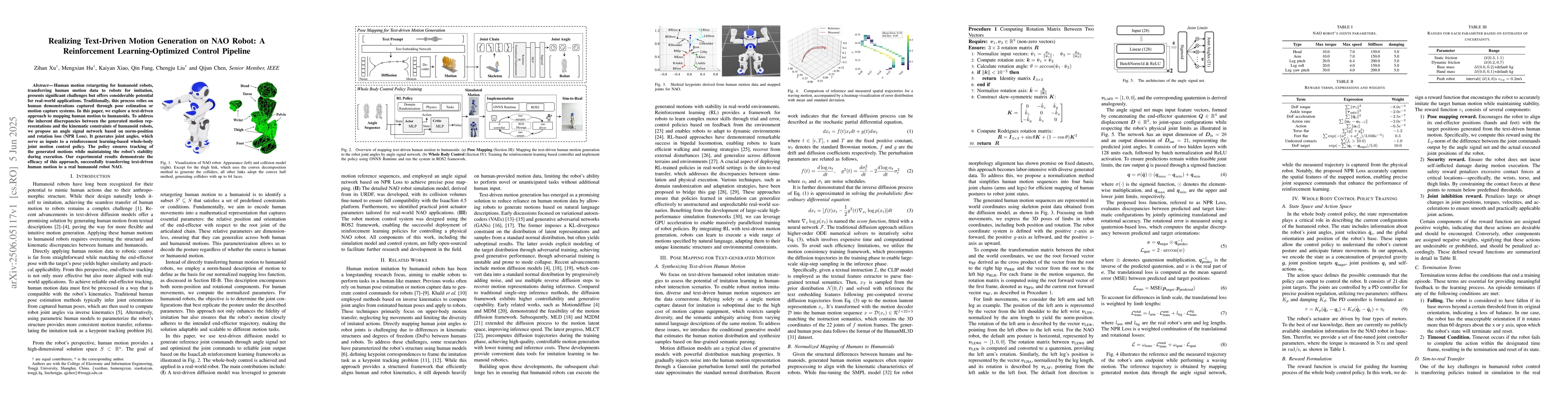 Thumbnail for Realizing Text-Driven Motion Generation on NAO Robot: A Reinforcement
  Learning-Optimized Control Pipeline