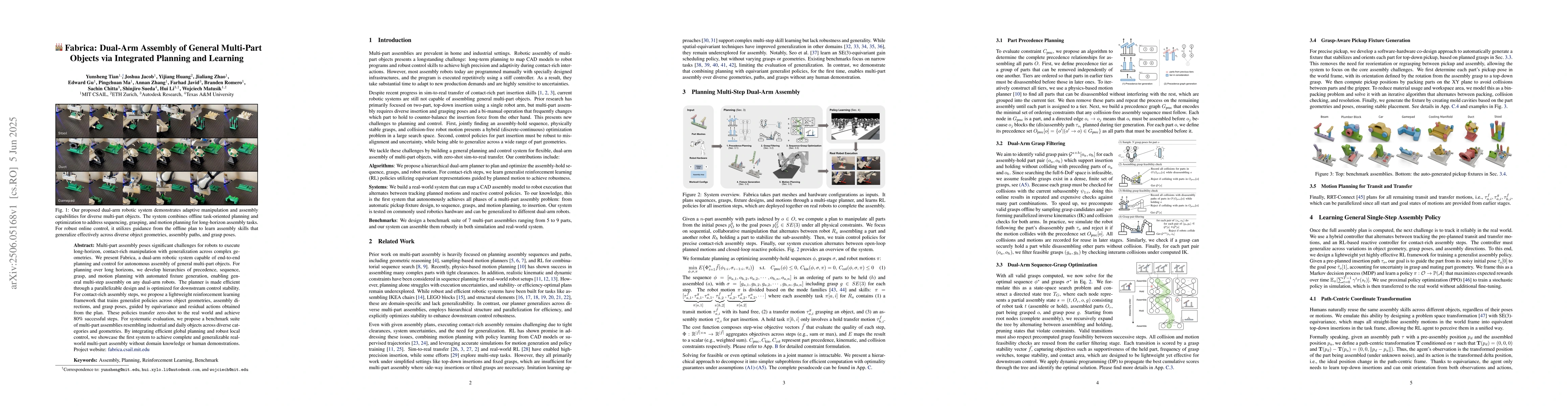 Thumbnail for Fabrica: Dual-Arm Assembly of General Multi-Part Objects via Integrated
  Planning and Learning