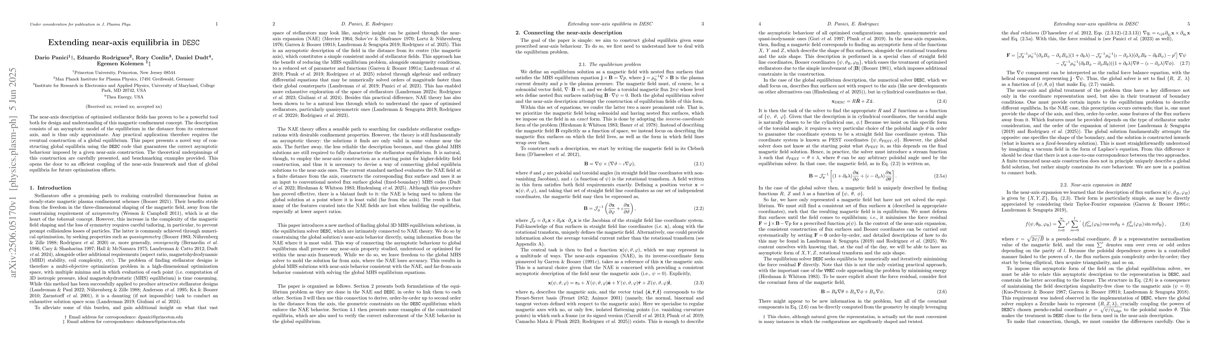 Thumbnail for Extending near-axis equilibria in DESC