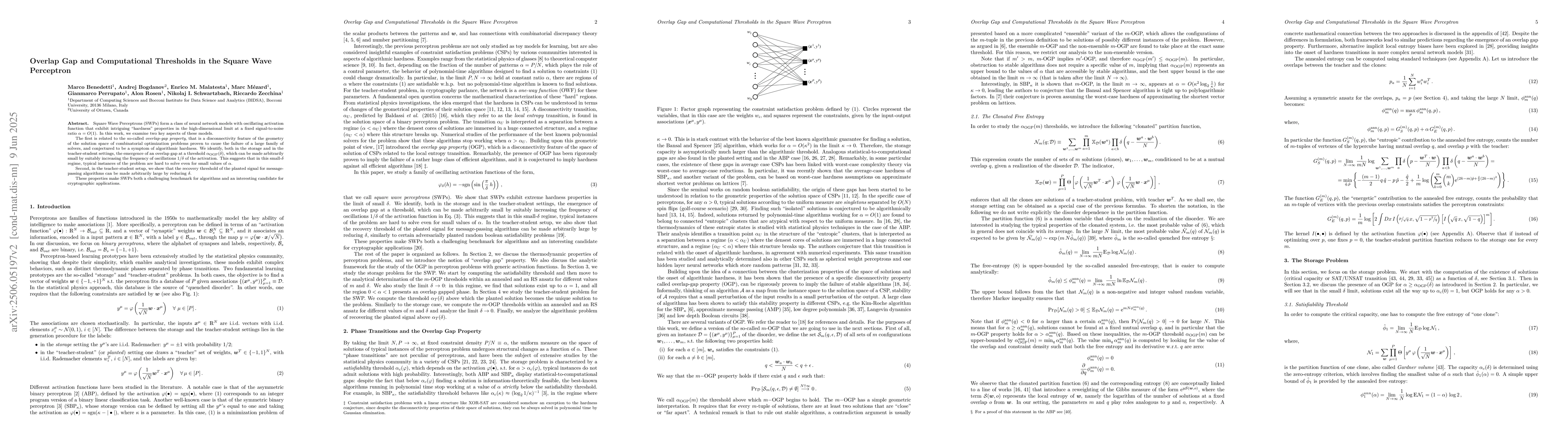 Thumbnail for Overlap Gap and Computational Thresholds in the Square Wave Perceptron